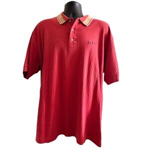 Vintage Greg Norman Collection Golf Polo Shirt Mens XL Red Ribbed Short Sleeve